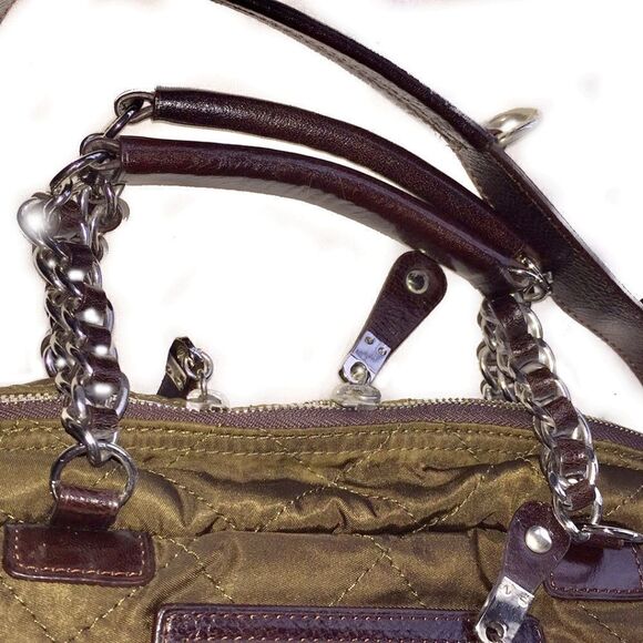 BLVD BROWN QUILTED NYLON &LEATHER SACHEL BAG - Picture 5 of 7